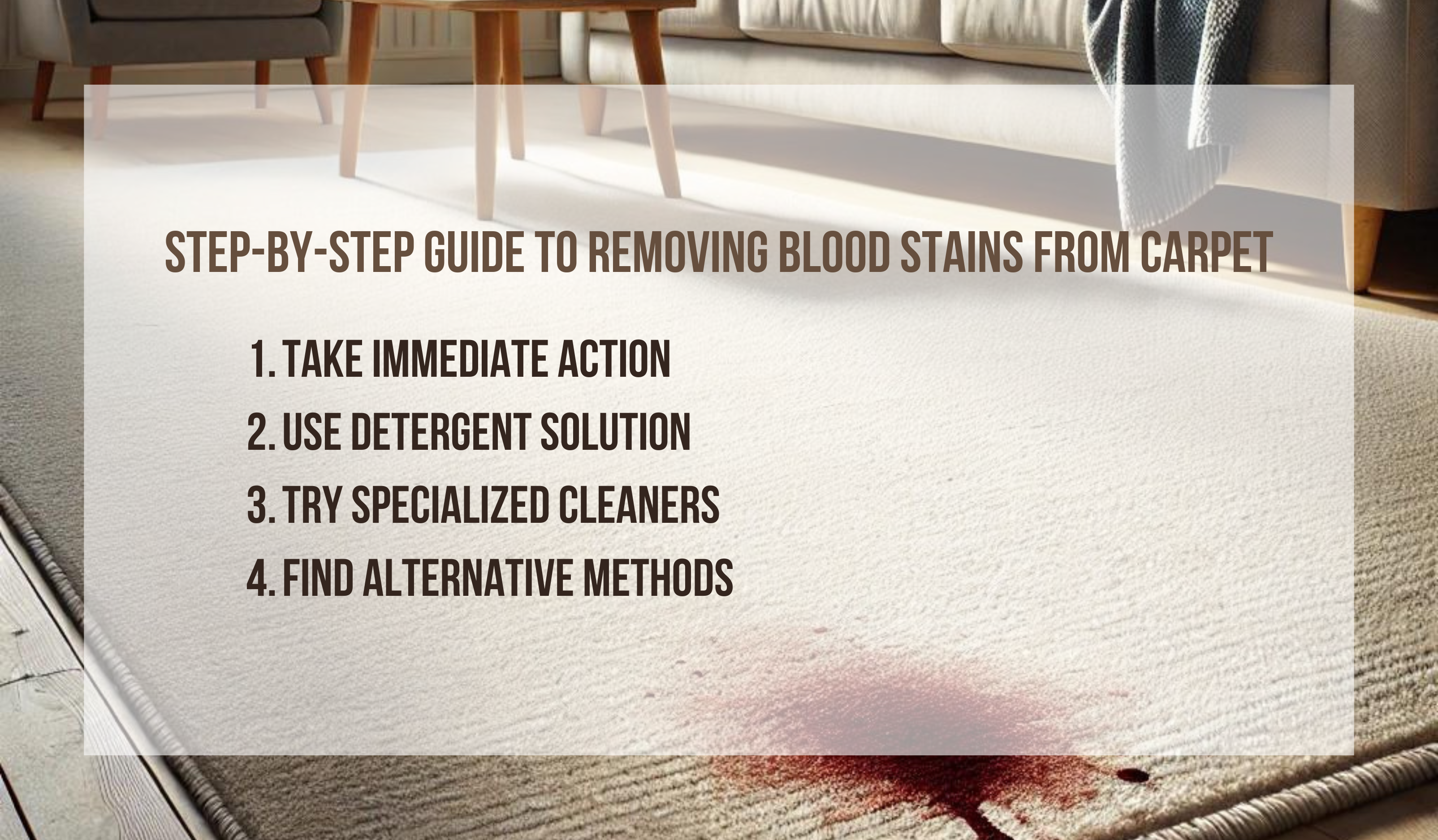 Carpet Cleaning Melbourne | Steps to remove blood stains from carpet- immediate action, detergent solution, specialized cleaners, alternative methods.